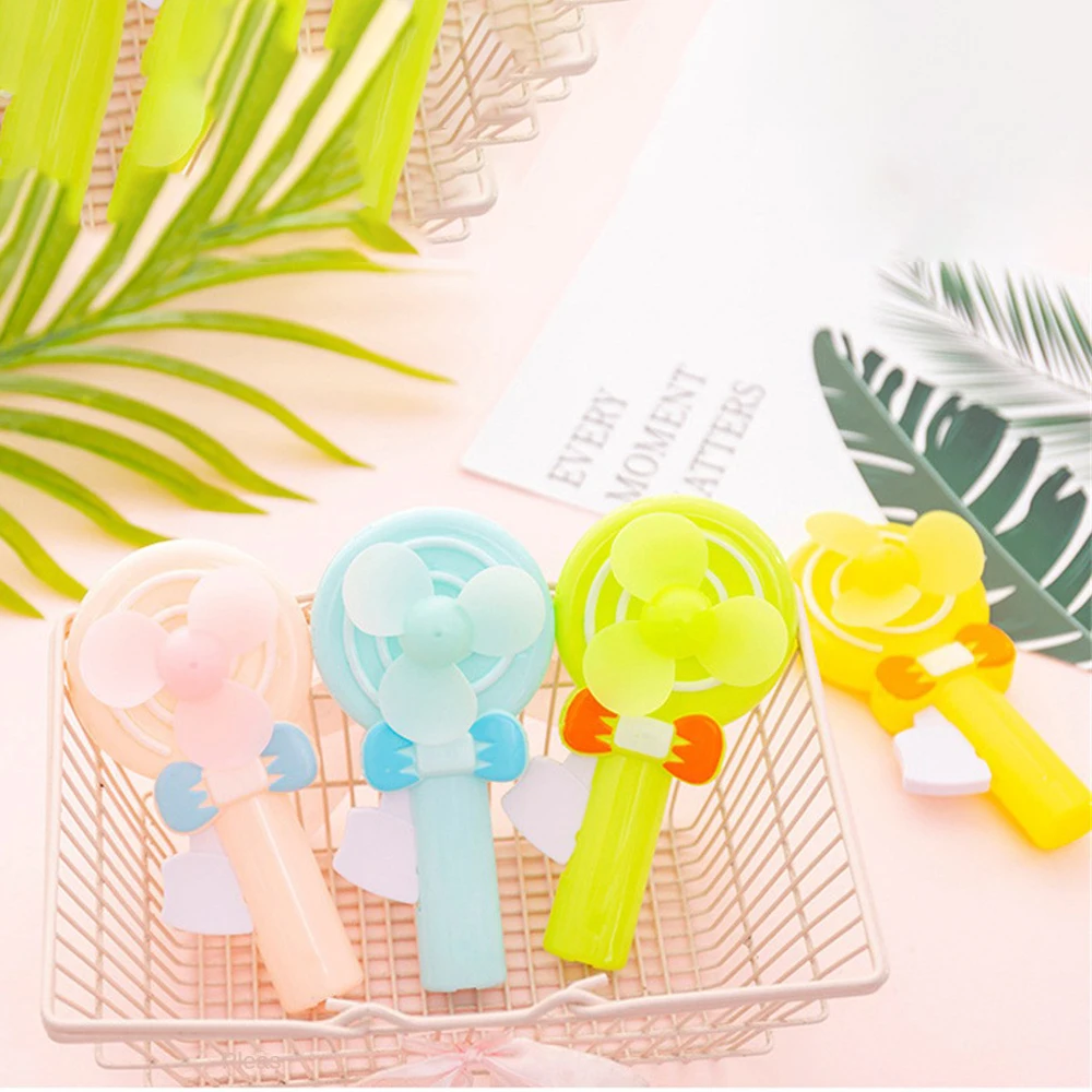 Mini Portable Handheld Fan Random Color Cute Fan Summer Cartoon Held Fan Portable Cooling Hand Pressure Fan Without Battery