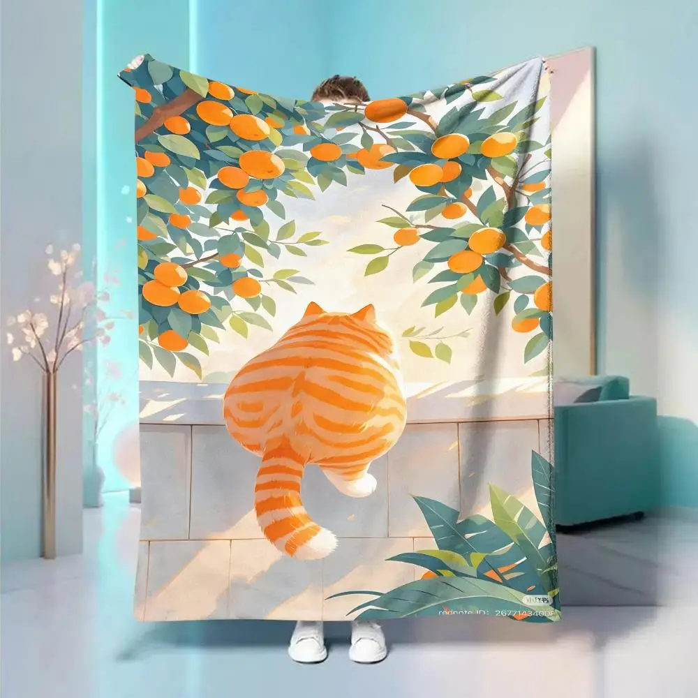 Therapy for Cute Cats Theme Flannel printed blanket suitable for all seasons suitable for living room office sofa and travel