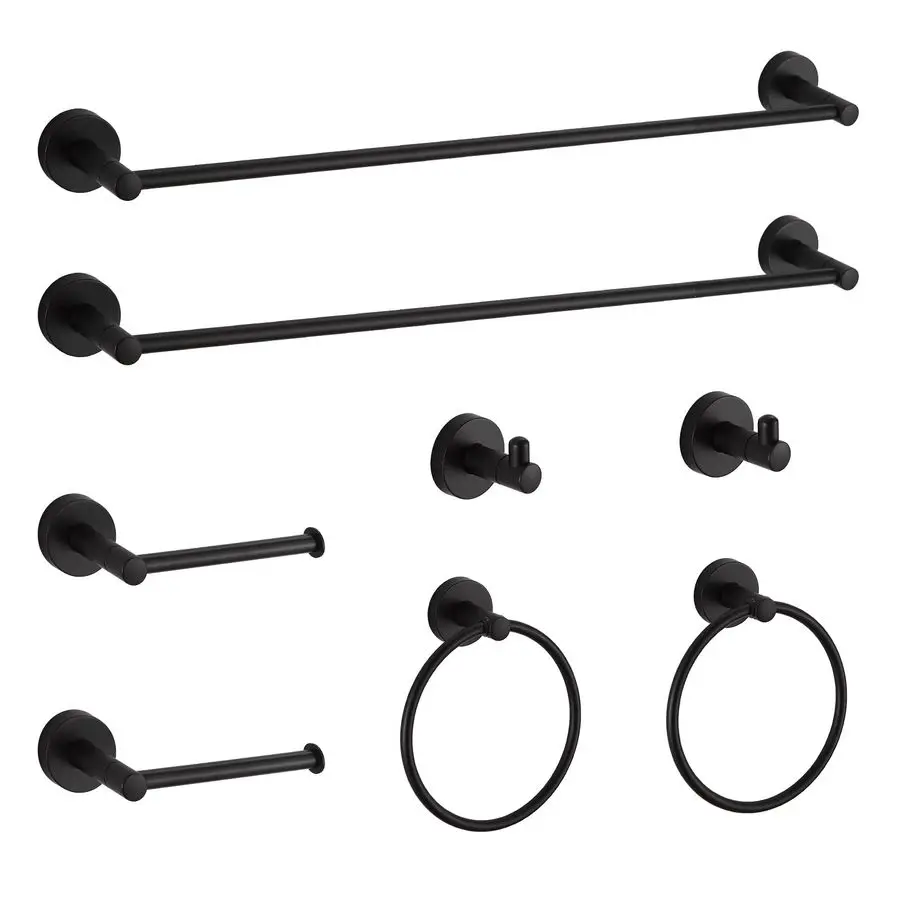 

Bathroom Hardware Set Black Bathroom Accessory Set Towel Bar 8 Pieces