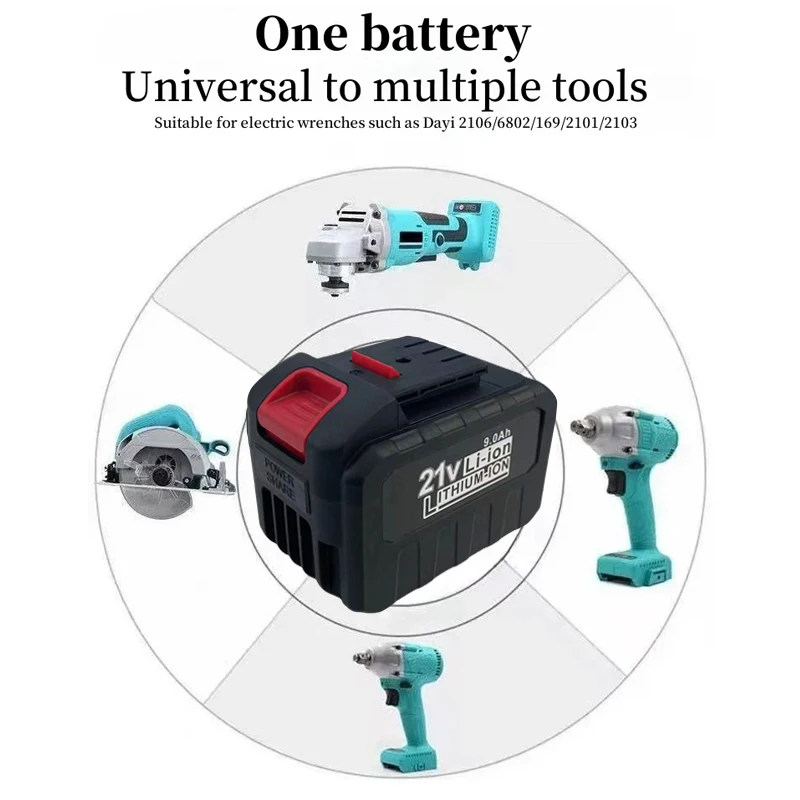 Lithium-ion 21V 3000/6000/9000mAh Rechargeable Power tool Battery Suitable for Dayi Cordless Electric Wrench Car impact wrench