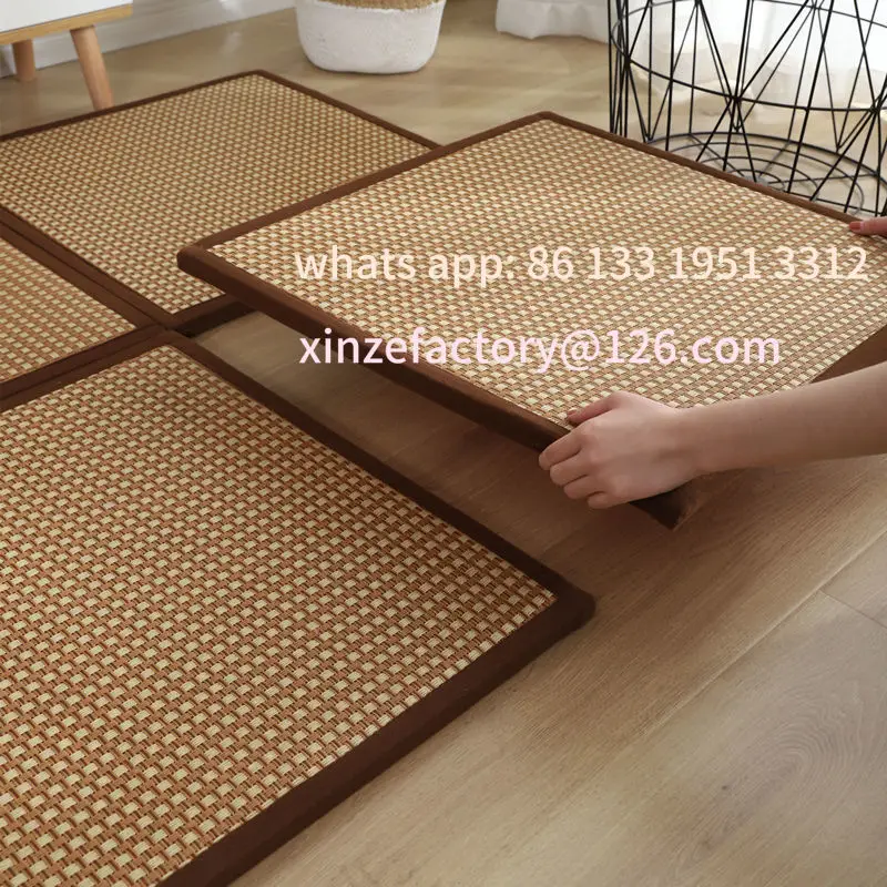 

Customizable 60x60cm Japanese Style Thick Rattan Carpet Summer Children's Crawling Mat Tatami Mat Living Room Balcony Bedroom Fu