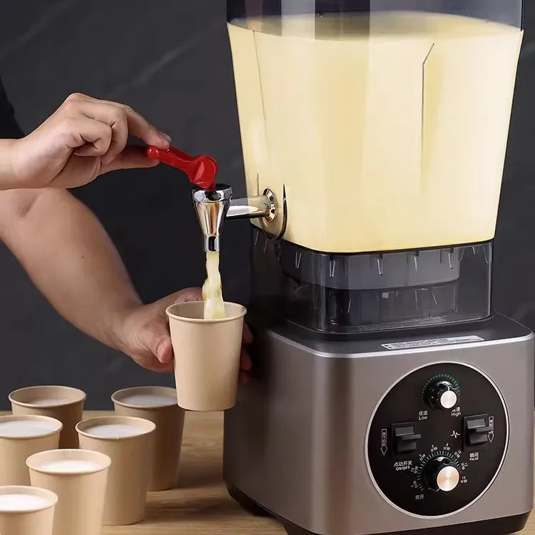 Large Capacity Commercial Blender, Timing Function High Power Soy Milk Maker for Breakfast Shop