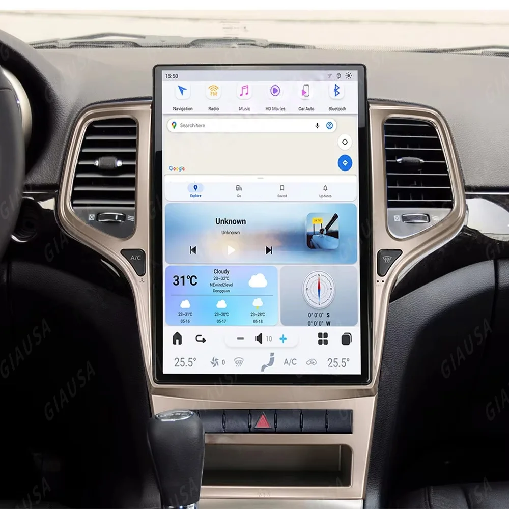 Vertical Screen Car Radio For Jeep Grand Cherokee 2011 2012 2013 2014-2024 Multimedia Player Android 14 wireless Carplay GPS