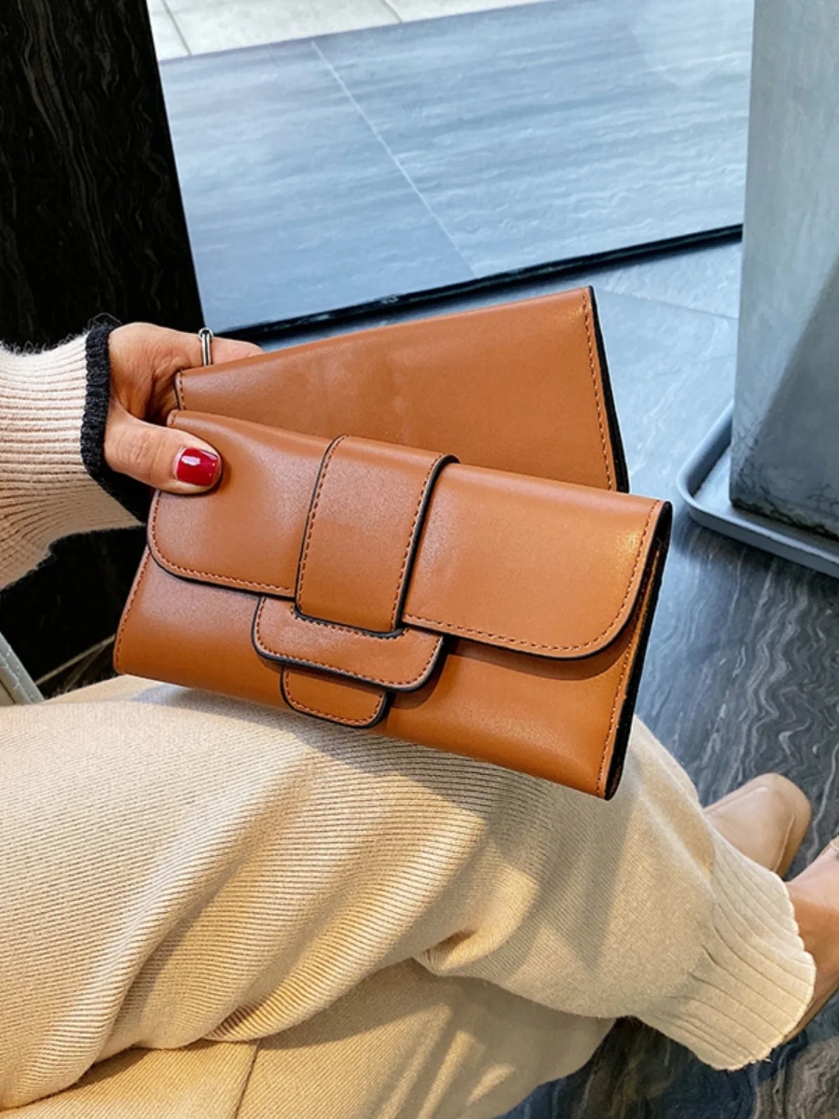 Long Fashionable Simple Women's Wallet Handheld PU Leather Multi-Card Slot Coin Purse Commuter Essential Versatile Stylish Bag