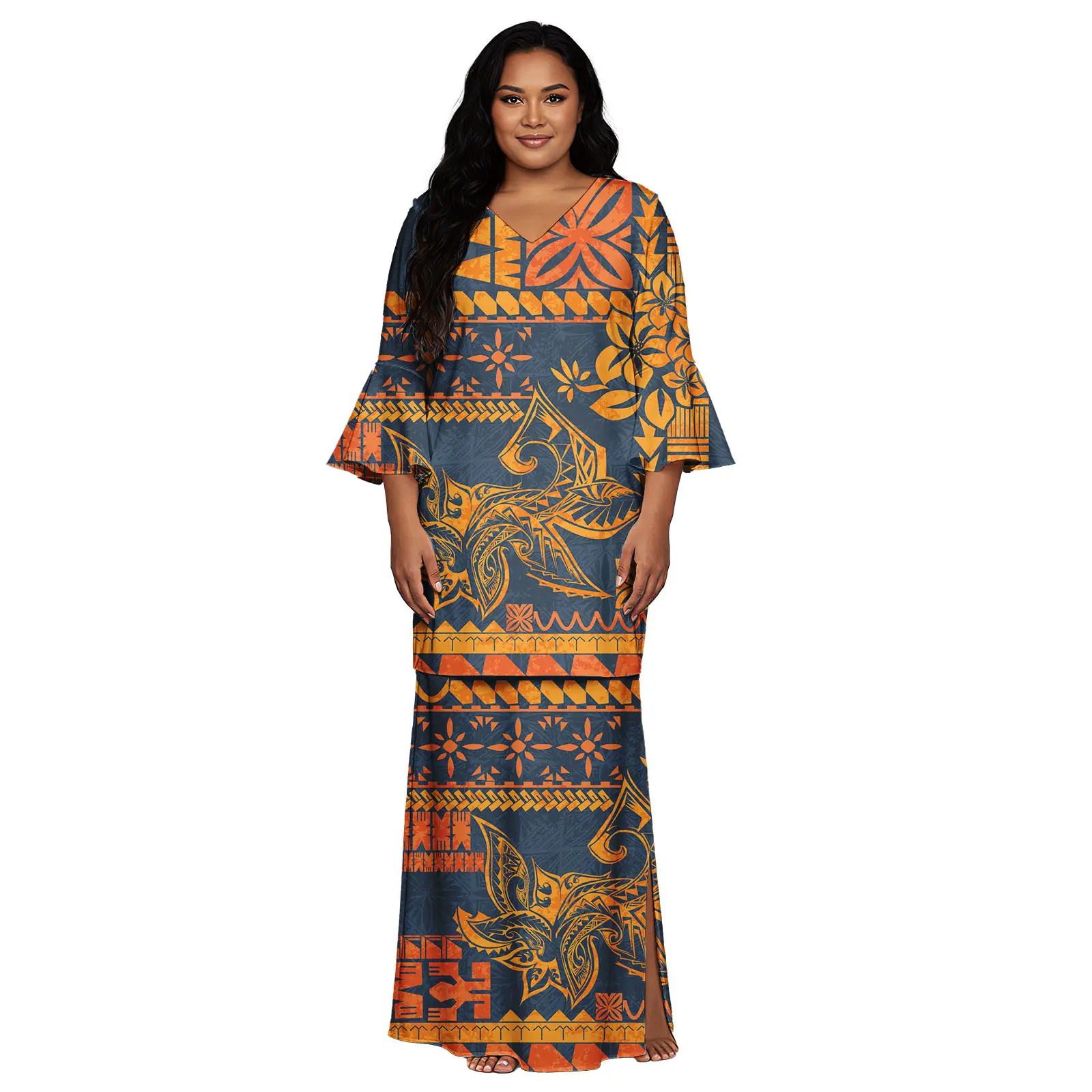 Top da donna e gonne lunghe Set da 2 pezzi Abito stile isola del Pacifico Personalizzato Abiti da ballo per feste Samoani Puletasi Tonga Puletaha