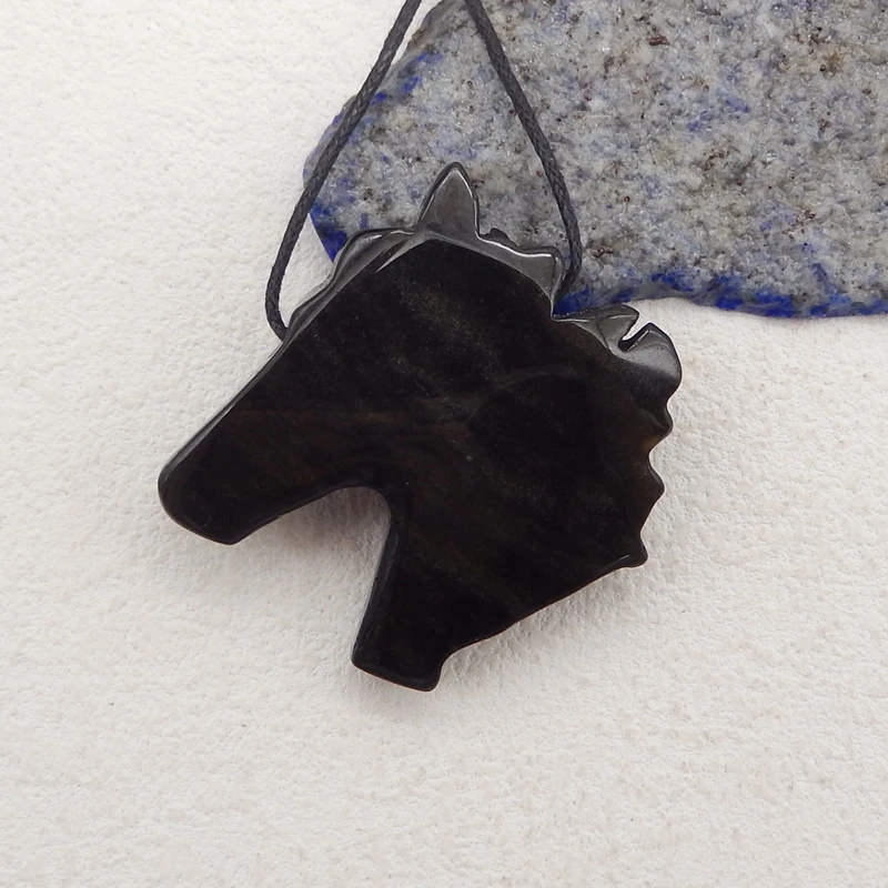 Полудрагоценные натуральные камни, золотой обсидиан, резная искусственная бусина 42x39x9 мм, 21 г, модные ювелирные украшения, аксессуары для ожерелья