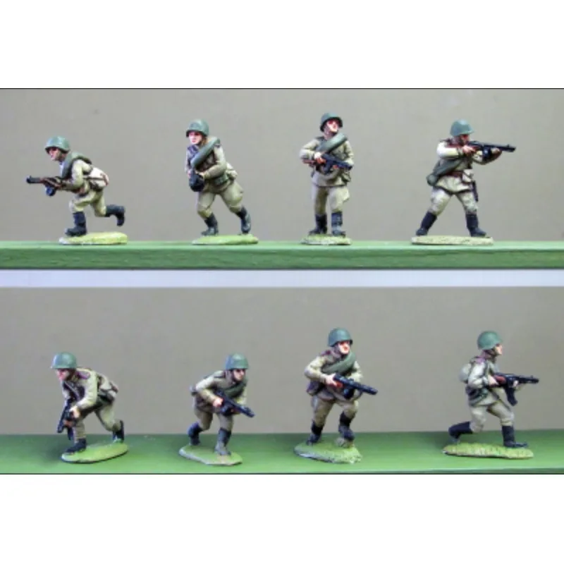 1/72 Scale Diecast Resin Figure Model Kit WWII Soviet Union Infantry Advancing 8 Figures Unpainted