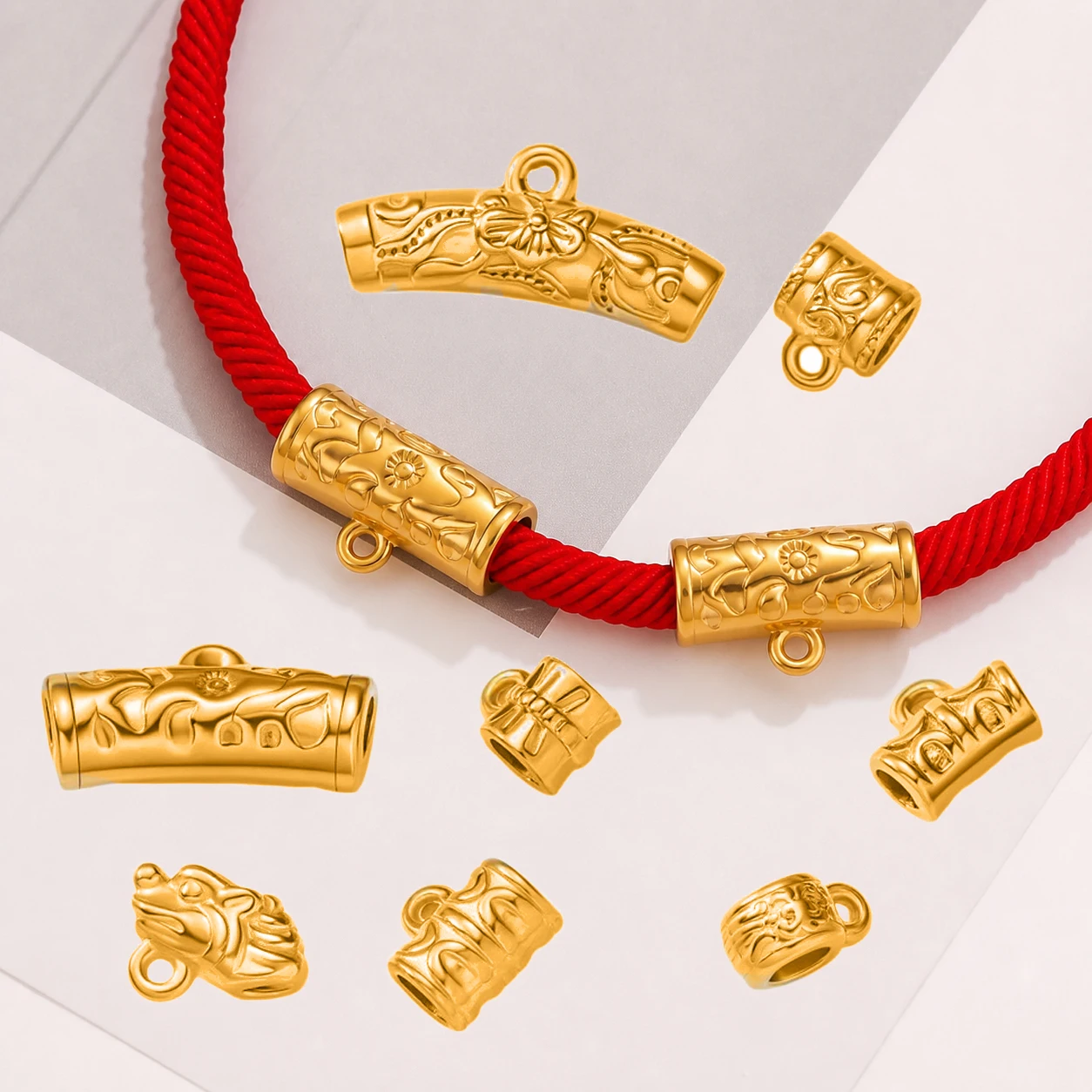 2 Stück gebogene Edelstahlperlen, Retro-Rundanhänger, Verbindungsstücke für DIY-Armbänder, Halsketten, Schmuckherstellungszubehör – Detail 1