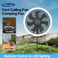KINSCOTER Outdoor Camping LED Wireless Ceiling Fan 10000mAh Chargeable Table Fan Tripod Stand Portable Fan With Remote Control