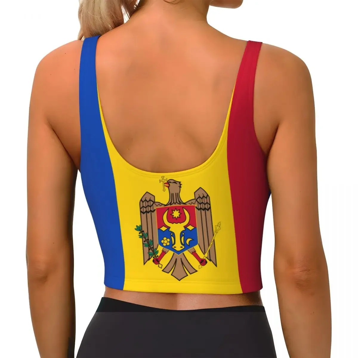 몰도바 국기 기본 탑 여성 삼바 섹시한 v 넥 요가 피트니스 스포츠 탑