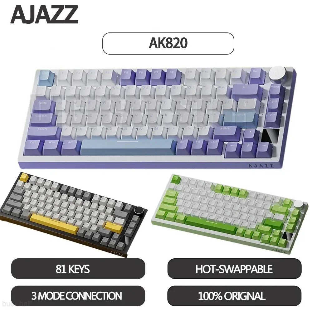 

Ajazz Ak820 Mechanical Gaming Keyboard 3 Mode Usb/2.4g/bluetooth Wireless Keyboard Rgb Backlight Hot Swap Gamer Keyboard Gifts