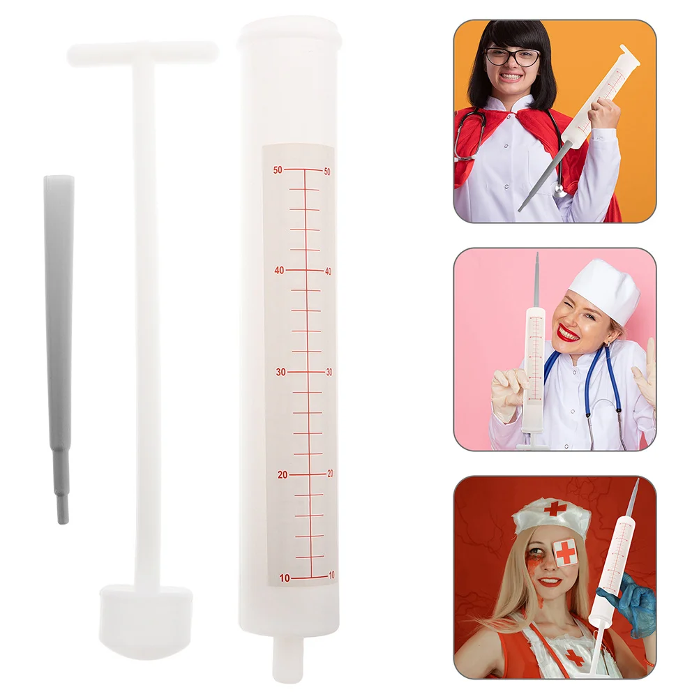 

3pcs Giant Syringe Prop For Party Needle Doctor Nurse Cosplay Costume Halloween Carnival Medical Theme Accessories Simulation
