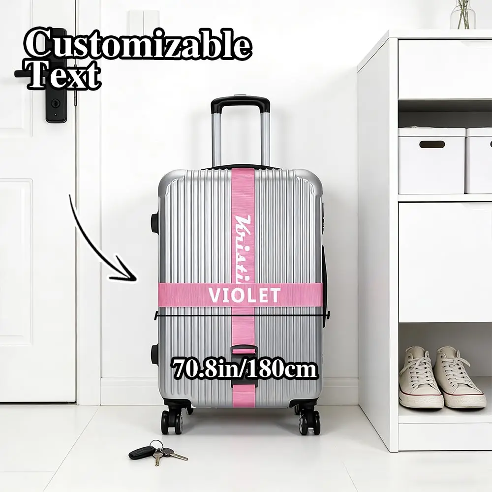 【Customized】Personalized Luggage Strap with Name/Text, Buckle Design, Anti-Theft, Suitable for Business and Leisure Travel, Customized Travel Accessories, Safe and Easy to Identify - Basic Style, Casual Style, Fashionable Style, Security Luggage Strap, Suitable for Long-Distance Travel and Vacations