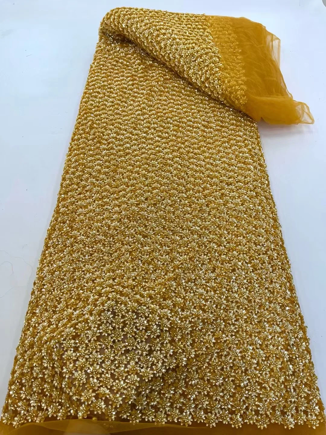 Rede de tule francês renda com miçangas e lantejoulas africano nigeriano material de renda pérola para costura festa de casamento tecidos de renda costura