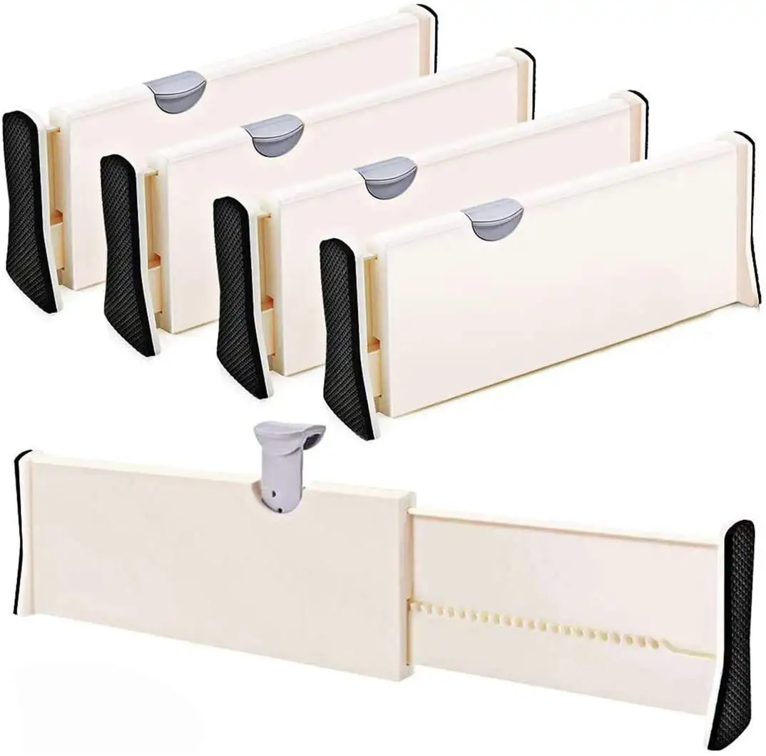 4 Adjustable Drawer Dividers, Organizes Silverware Utensils, Divider for Clothes Underwear and Bra Fabrics, Bathroom Storage