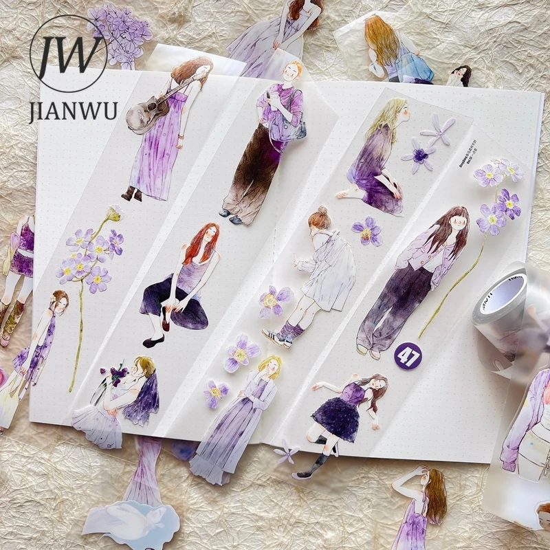 jianwu-50mm-10m-kawaii-flower-girl-character-landscape-material-collage-scrapbooking-pet-tape-creative-diy-journal-stationery
