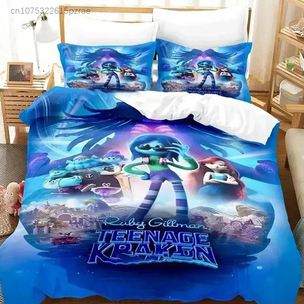 Ruby Gillman Teenage Kraken Bedding Set Printed With Pillowcase Bed Duvet Cover Soft Queen King Size Bedclothes Home Boys Adult