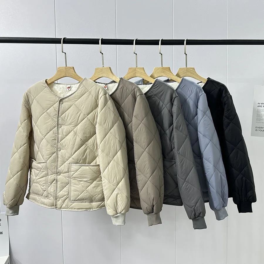

Thiened Flannel Cotton Jaet Quilted Design Men Women Sle Warmth Northern Wear Winter New Arrival Color round Ne