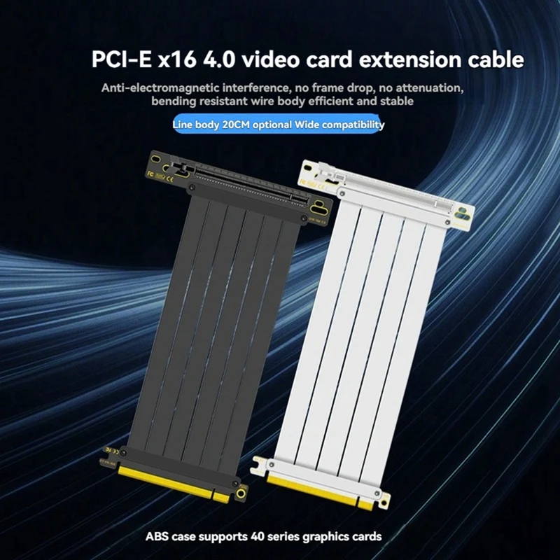 PCI-E 4.0 X16 Riser Cable Video Card 20Cm Extension Shielded Flexible 90° Mounting GPU Extension Cord