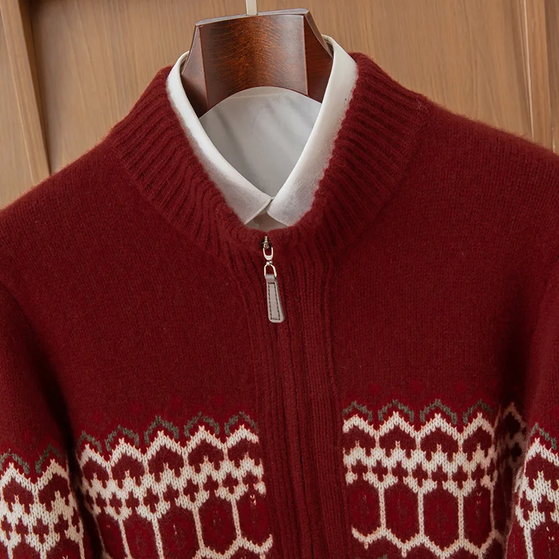 DjzDsm Men's Autumn Winter High-End Clothing 100% Pure Goat Cashmere Knitted Cardigan Coat Luxury Soft Warm Outerwear for Men