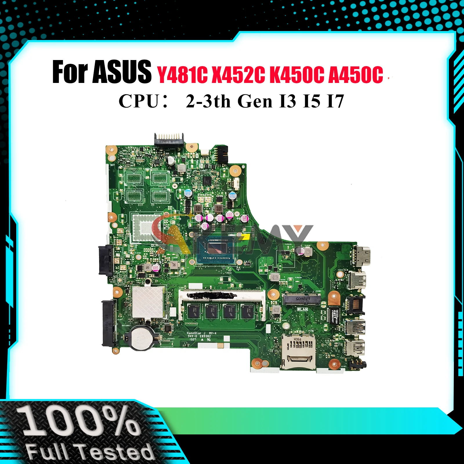 

X450CA Laptop Motherboard For ASUS VivoBook K450C X450C Y481C X450CL X452C A450C X450CC X450CP Mainboard With I3 I5 I7 CPU stk