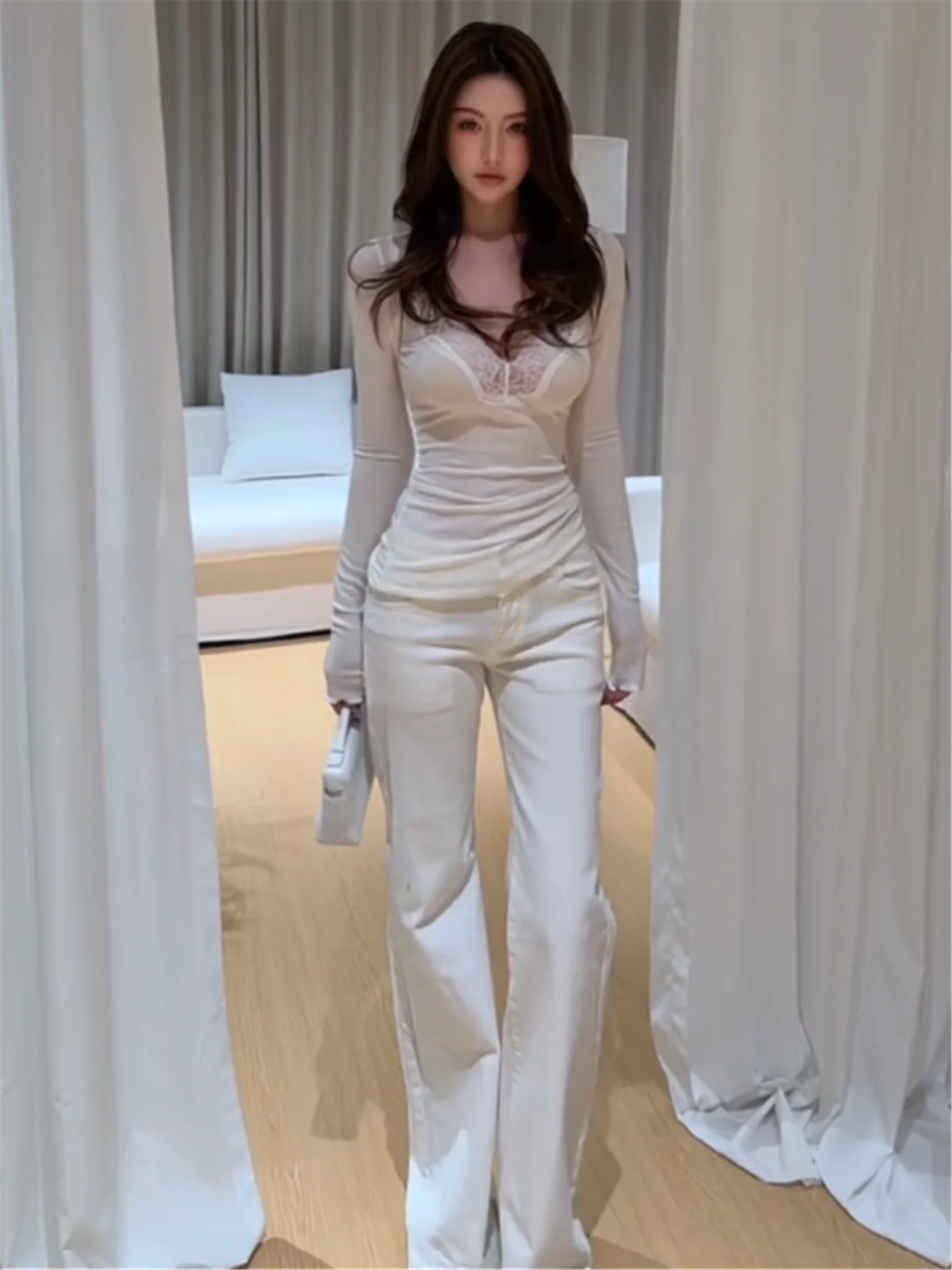 

Женские джинсы с низкой талией и широкими штанинами, свободного кроя, длиной в пол, из хлопкового денима, повседневные, прямого силуэта