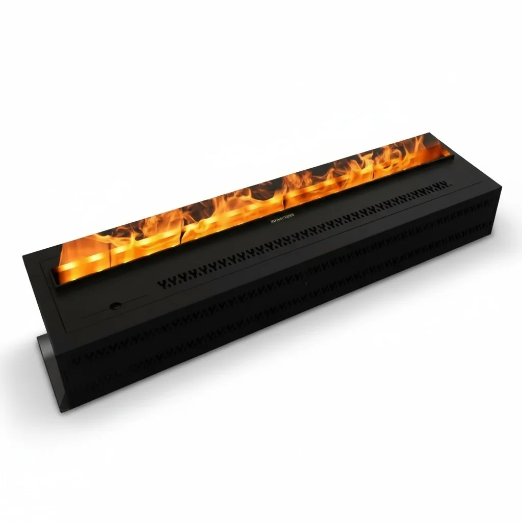 Water Vapor Fireplace, 150cm Metal Built-In Electric Fireplace, 3D LED Flame, Remote Control Decorative Insert Fake Fireplace