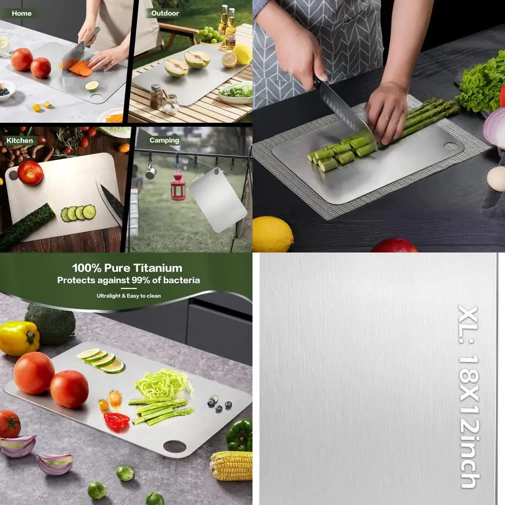

Double-Sided Titanium XL Cutting Board for Meat, Fruit, and Vegetables - Non-Toxic, Hygienic, and Durable Kitchen Tool