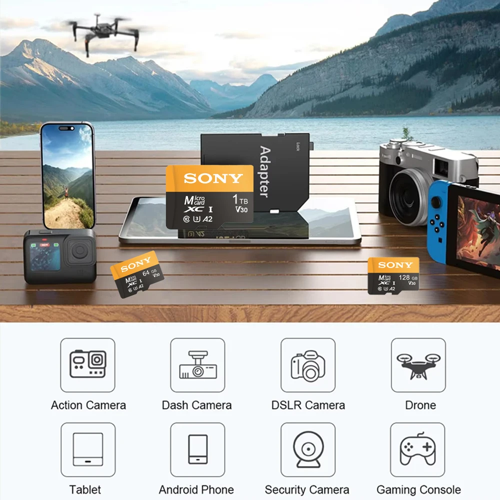 SONY Micro TF SD Card Extreme SD Memory Card 128GB 64GB 256GB Micro 2TB SD C10 TF Flash Card dla Nintendo Switch Phone Camera