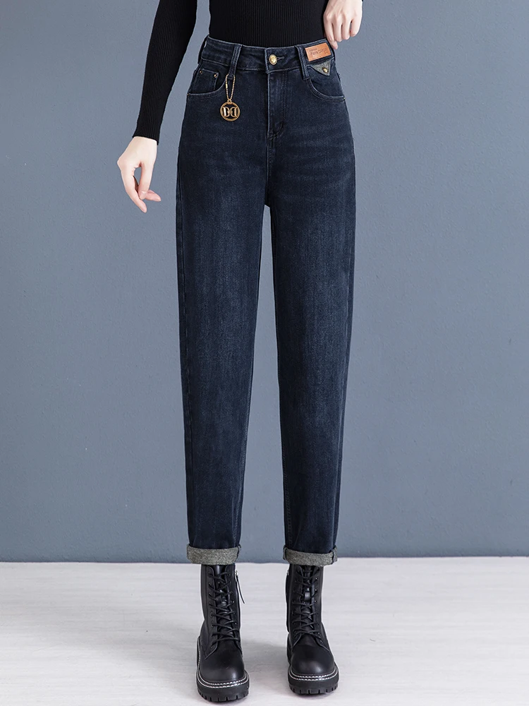 

Новые женские джинсы-брюки из денима 2025 года, с высокой талией, в стиле «гарлен», повседневные, для зимнего сезона, для работы и отдыха