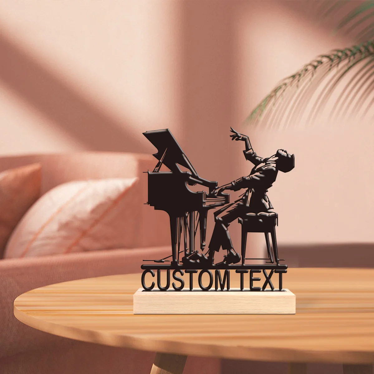 1 pièce Décoration personnalisée en fer forgé style rétro avec contenu sur mesure, équipée d'un socle en bois, pour décoration de bar, cadeaux de fêtes
