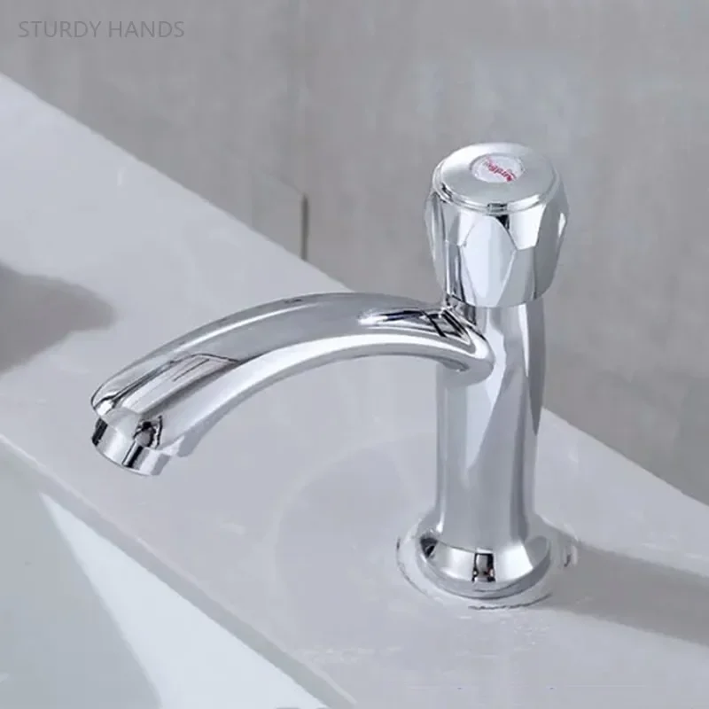 High Quality Basin Sink Faucet Tap Bathroom Pure Copper Corrosion Resistant Single-Cooled Tap Single Hole Basin Faucets Sink Tap