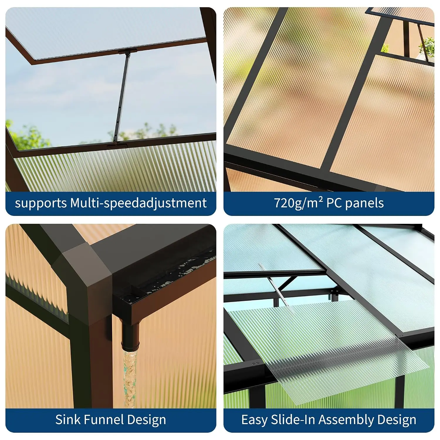 8×12 FT Greenhouse, Large Walk in Greenhouses for Outdoors and Garden Planting, Polycarbonate Greenhouse with Enhanced Aluminum