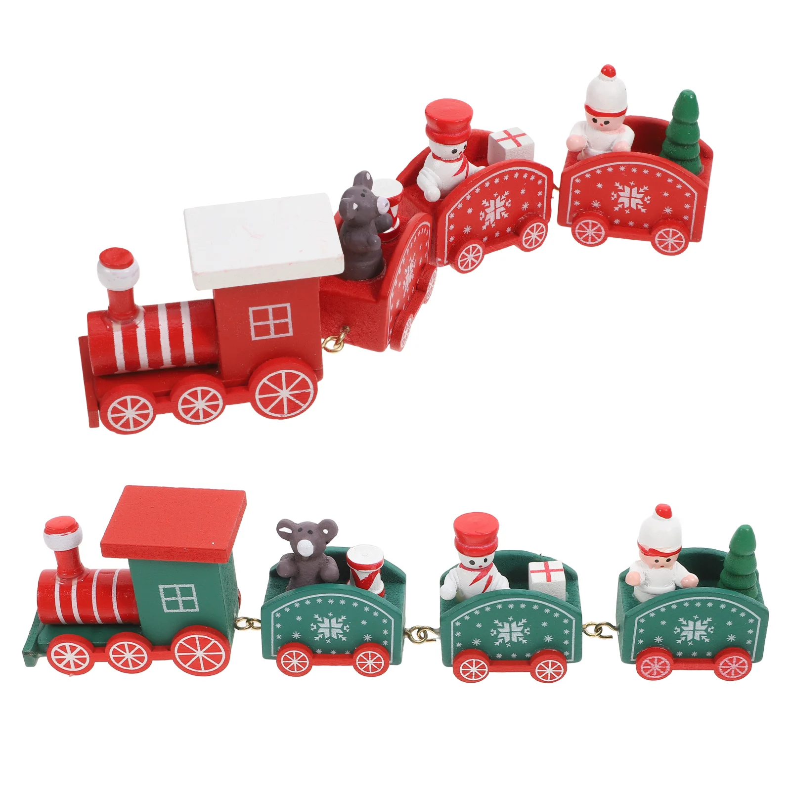 

2 Pcs Wooden Train Christmas Theme Design Xmas Elements Decoration Decorations Ornament Trains Themed Joyful Party