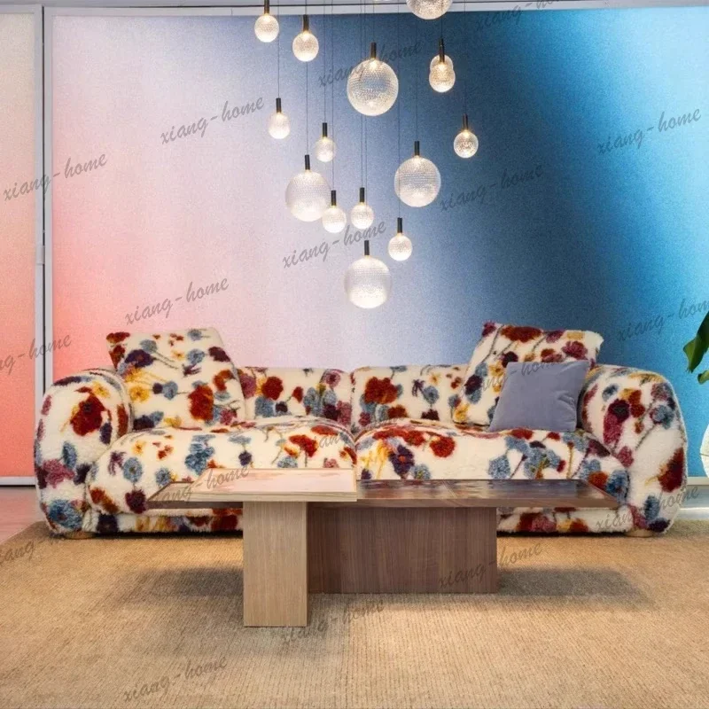 YJ Italian fabric living room modern, fabric straight row three-person module sofa