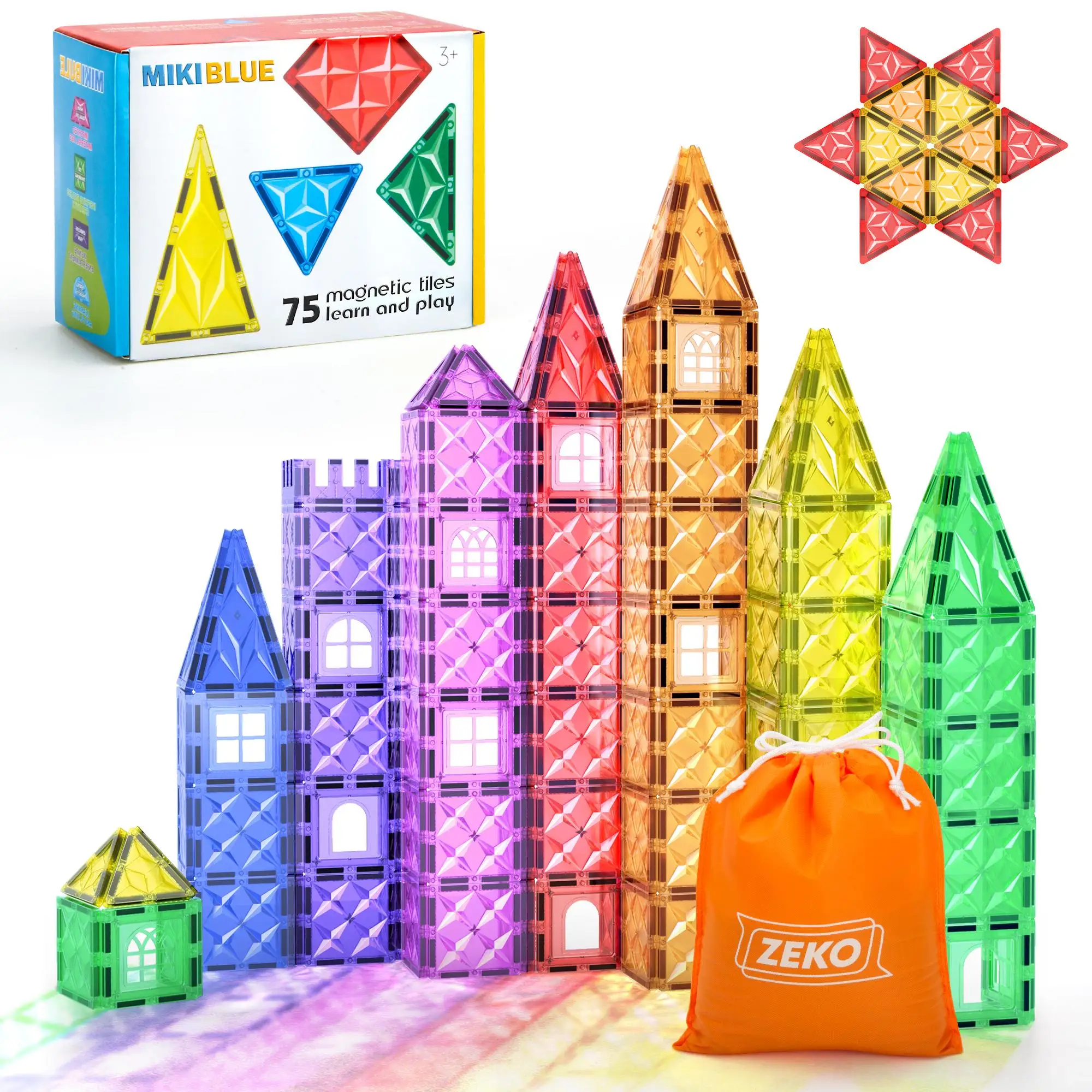 75 pçs playards magnéticos telhas conjunto brinquedos magnéticos para crianças stem blocos de construção sensorial criativo crianças aprendizagem manipulativa