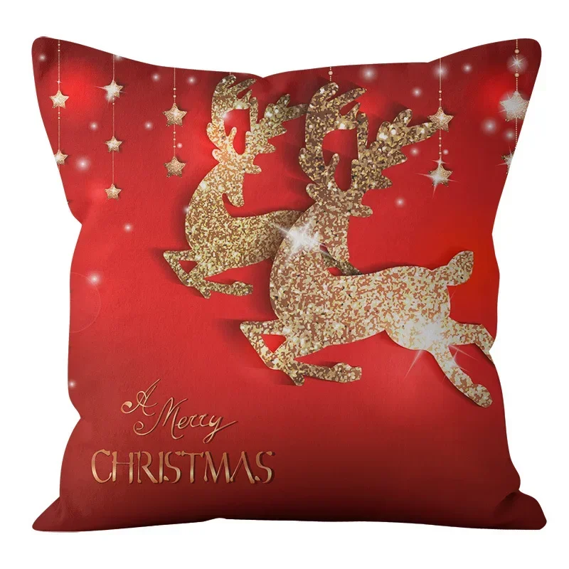 Christmas Red Pillow Cases Cross-border Nordic Festival Home Fabric Sofa Printed  Cushion Cover