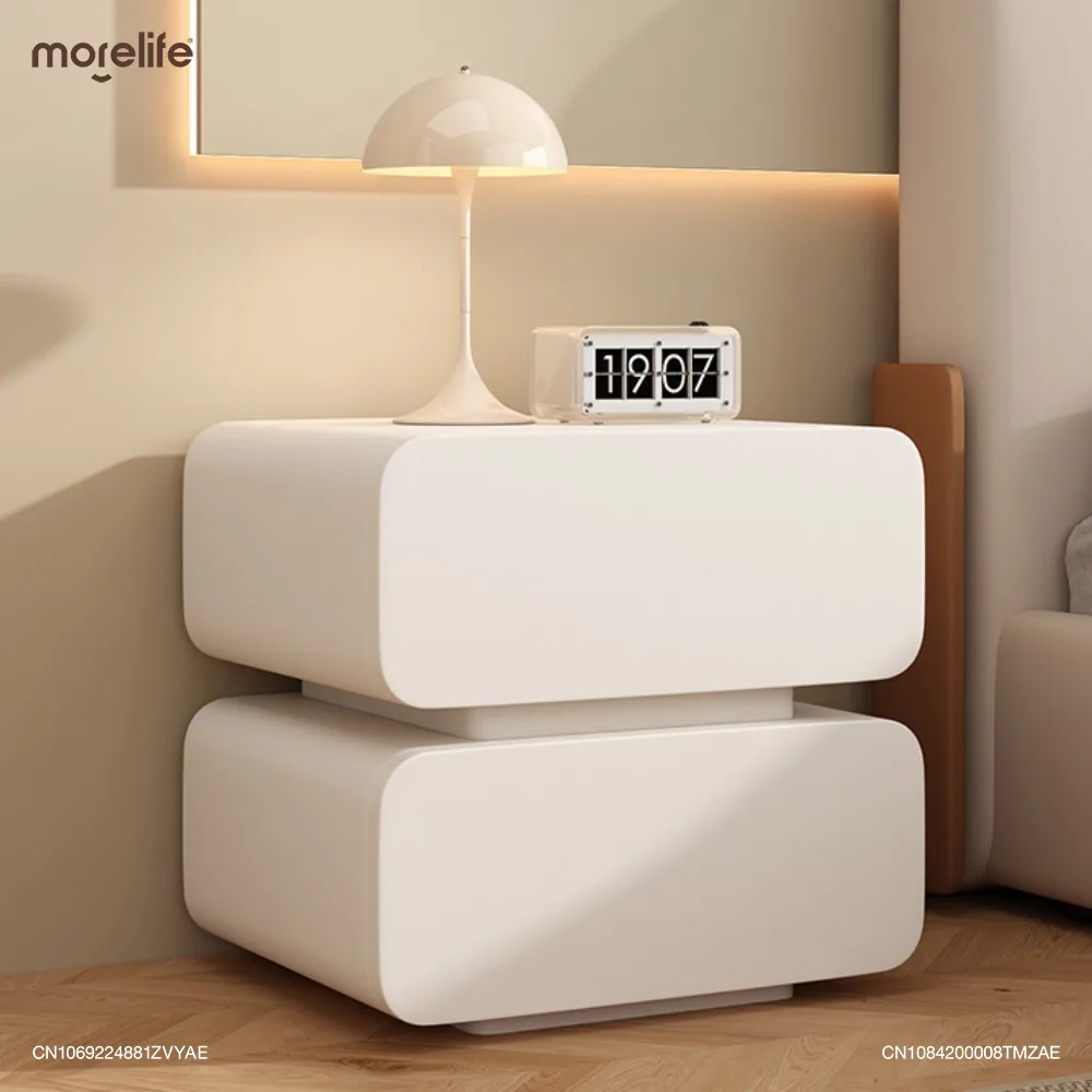 

Bedside Table Cream Style Simple Modern Solid Wood Bedside Storage Cabinet Bedroom Light Luxury High-end Feeling Nightstands K01