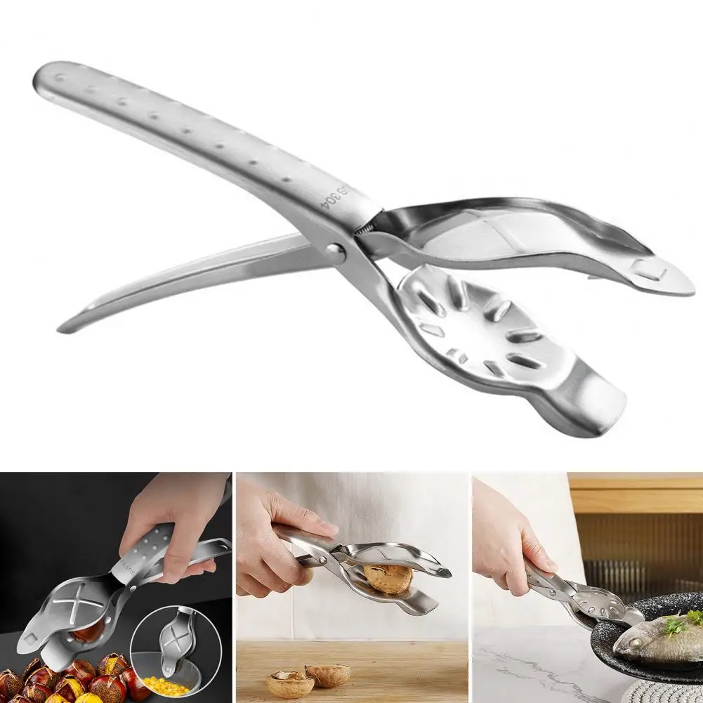 

Kitchen Nutcracker Chestnut Opener Stainless Steel Chestnut Cutter Tool Multifunction Chestnut Clip Non-Slip Manual Nut Opener