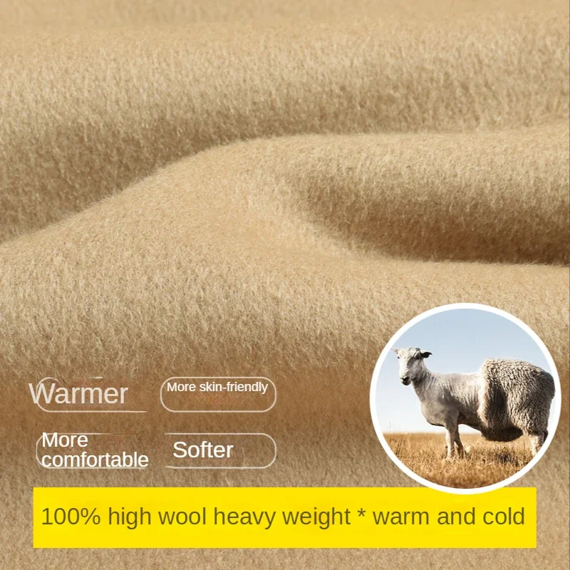 AYUNSUE abrigo de lana de doble cara de gama alta para hombre, gabardina larga por encima de la rodilla de invierno 100% de lana, chaqueta de lana bonita para hombre