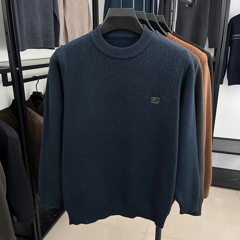 Marque haut de gamme mode en relief hommes pulls automne hiver luxe coréen mode confortable chaud top nouveau pull en tricot