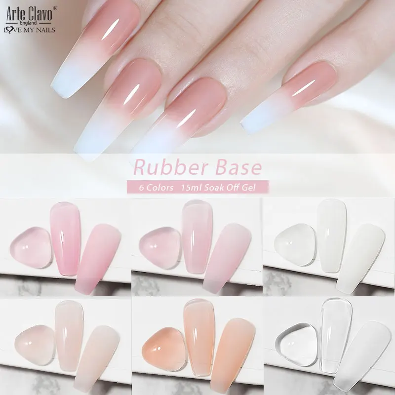 Arte Clavo Rubber Base Coat Color Nagelgelpoliermittel Jelly Semi Transparent French Nail Soak Off UV LED Nagelgel Lack Nail Art