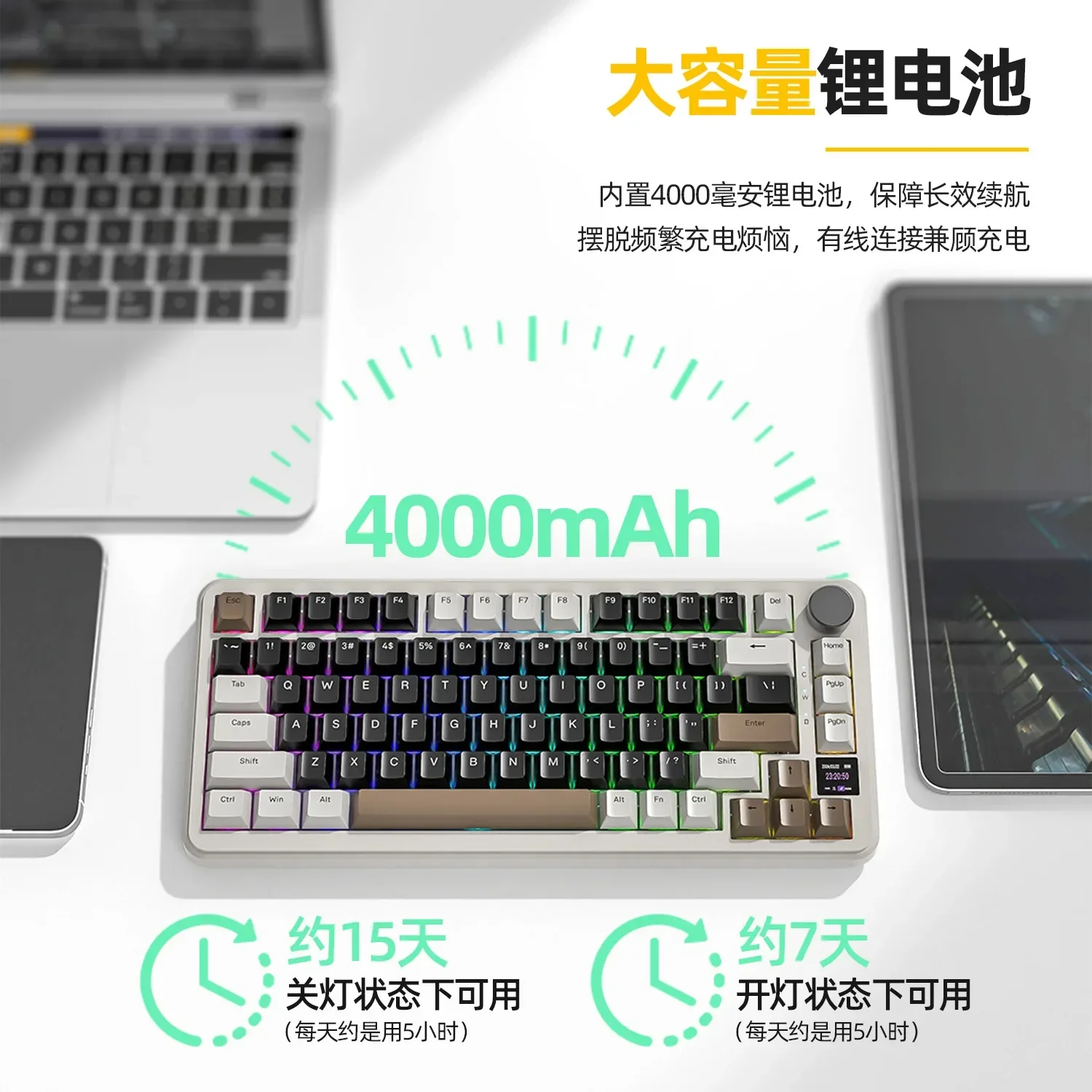 X85PRO three-mode RGB Bluetooth wireless luminescence, customized hot-swappable mechanical keyboard with display screen