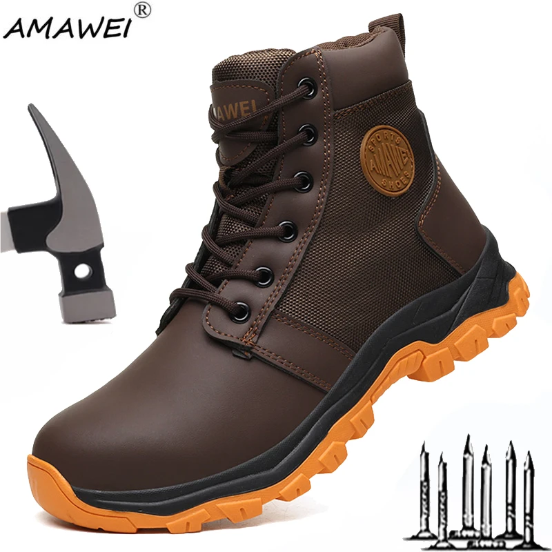 High Top Men Safety Shoes Lightweight Steel Toe Sneakers Man Work Safety Boots Male Construction Work Shoes Protective Footwear