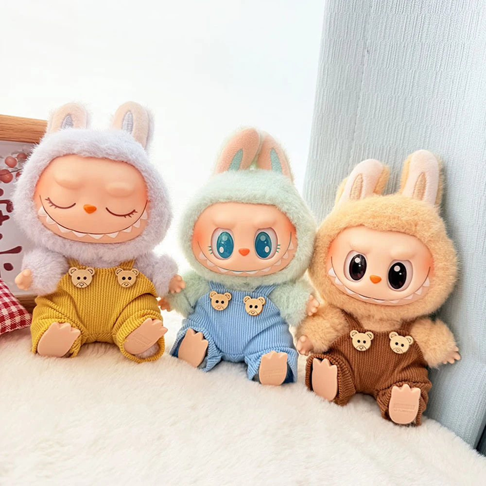 

Одежда для Labubu, мини-кукла, наряд, аксессуары для куклы Labubu 15-17 см, Idol V1 V2, комбинезон с медведем, футболка, комплект одежды, подарок