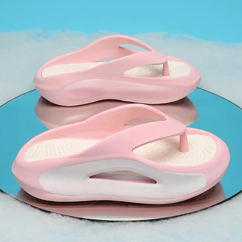 Summer Thick-soled Slippers Wear Casual Flip-flops Step on Shit Breathable EVA Pinch Slippers Female Couple Drag