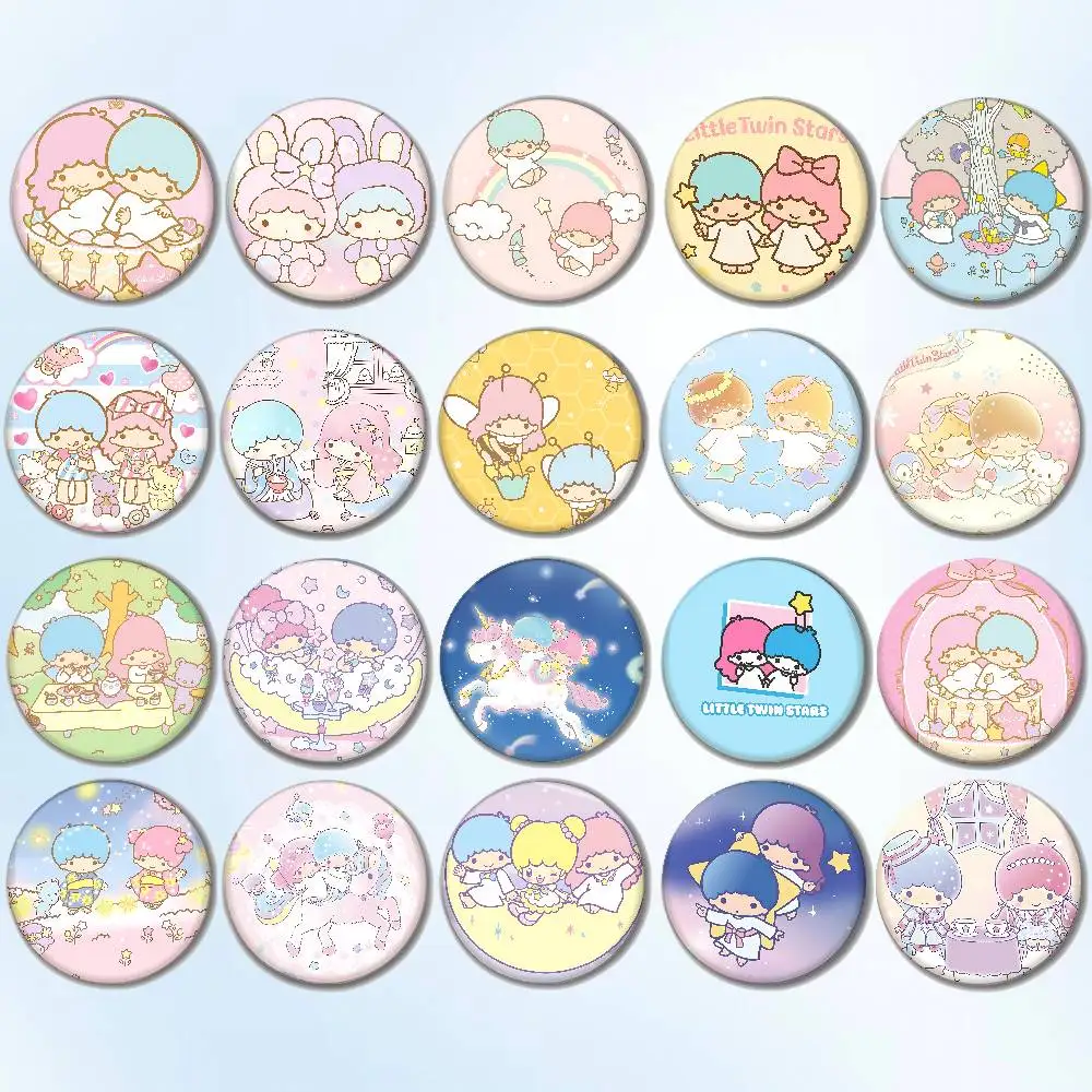L-Little T-TwinS Stars Niedliche Abzeichen, runde Brosche, niedliche Cartoon-Idol-Cosplay-Abzeichen, DIY-Rucksack, Kleidung, Schmuck, Anstecknadeln