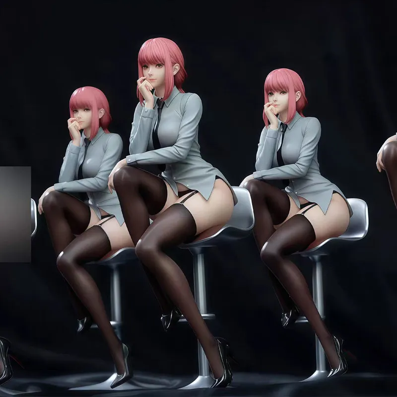 New 25cm Chainsaw Man Anime Figures Makima Figure Sitting Posture Pvc Statue Room Ornament Collection Model Toys Birthday Gifts - view 2