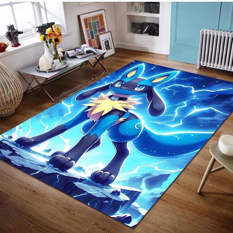 Game Pokémon Pikachu Lucario Print Carpet Rug for Living Room Bedroom Sofa Decor Kids Play Mat Home Area Rug Non-slip Floor Mat