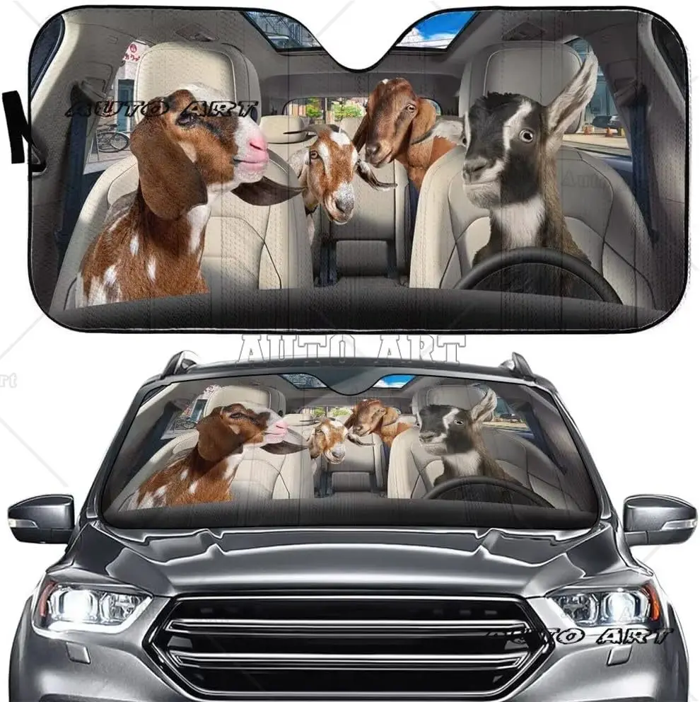 Farm Goat Driving Car Sun Shade for Window Windshield Anti-Sunlight Automotive Windshield Sunshades Cover Block for Car Truck